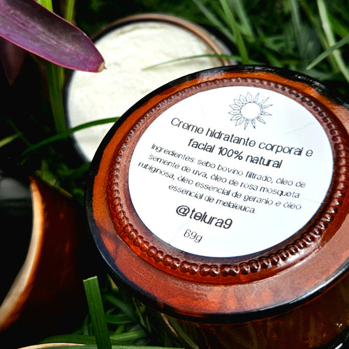 Creme hidratante corporal e facial 100% natural